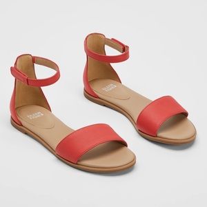 Eileen Fisher Razz Tumbled Leather Ankle-Strap Sandal